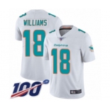 Men's Miami Dolphins #18 Preston Williams White Vapor Untouchable Limited Player 100th Season Football Jersey