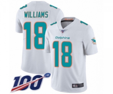 Men's Miami Dolphins #18 Preston Williams White Vapor Untouchable Limited Player 100th Season Football Jersey