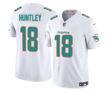 Men's Miami Dolphins #18 Tyler Huntley White 2024 F.U.S.E Vapor Limited Stitched Football Jersey