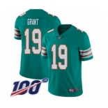 Men's Miami Dolphins #19 Jakeem Grant Aqua Green Alternate Vapor Untouchable Limited Player 100th Season Football Jersey