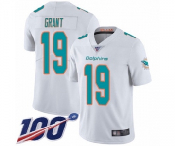 Men's Miami Dolphins #19 Jakeem Grant White Vapor Untouchable Limited Player 100th Season Football Jersey