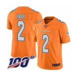 Men's Miami Dolphins #2 Matt Haack Limited Orange Rush Vapor Untouchable 100th Season Football Jersey