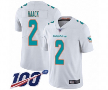 Men's Miami Dolphins #2 Matt Haack White Vapor Untouchable Limited Player 100th Season Football Jersey