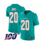 Men's Miami Dolphins #20 Reshad Jones Aqua Green Team Color Vapor Untouchable Limited Player 100th Season Football Jersey