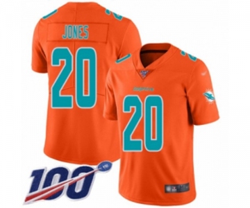 Men's Miami Dolphins #20 Reshad Jones Limited Orange Inverted Legend 100th Season Football Jersey