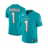 Men's Miami Dolphins 2022 #1 Tua Tagovailoa Aqua With 1-star C Patch Vapor Limited Stitched NFL Jersey