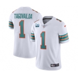 Men's Miami Dolphins 2022 #1 Tua Tagovailoa White With 1-star C Patch Stitched Jersey