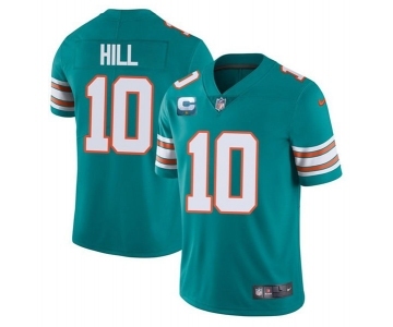 Men's Miami Dolphins 2022 #10 Tyreek Hill Aqua With 2-star C Patch Rush Color Stitched Football Jerse