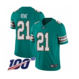 Men's Miami Dolphins #21 Eric Rowe Aqua Green Alternate Vapor Untouchable Limited Player 100th Season Football Jersey