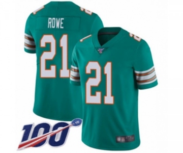 Men's Miami Dolphins #21 Eric Rowe Aqua Green Alternate Vapor Untouchable Limited Player 100th Season Football Jersey