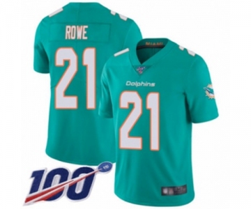 Men's Miami Dolphins #21 Eric Rowe Aqua Green Team Color Vapor Untouchable Limited Player 100th Season Football Jersey