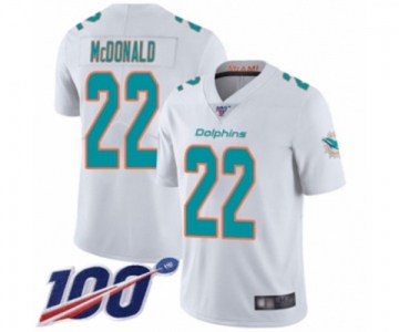 Men's Miami Dolphins #22 T.J. McDonald White Vapor Untouchable Limited Player 100th Season Football Jersey