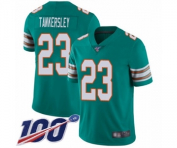 Men's Miami Dolphins #23 Cordrea Tankersley Aqua Green Alternate Vapor Untouchable Limited Player 100th Season Football Jersey