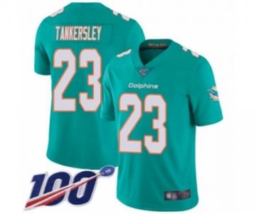 Men's Miami Dolphins #23 Cordrea Tankersley Aqua Green Team Color Vapor Untouchable Limited Player 100th Season Football Jersey