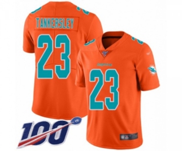 Men's Miami Dolphins #23 Cordrea Tankersley Limited Orange Inverted Legend 100th Season Football Jersey