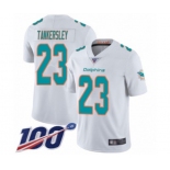 Men's Miami Dolphins #23 Cordrea Tankersley White Vapor Untouchable Limited Player 100th Season Football Jersey