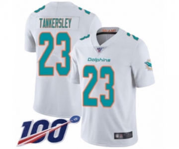 Men's Miami Dolphins #23 Cordrea Tankersley White Vapor Untouchable Limited Player 100th Season Football Jersey