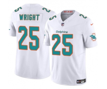 Men's Miami Dolphins #25 Jaylen Wright White 2024 F.U.S.E Vapor Limited Football Stitched Jersey