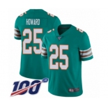 Men's Miami Dolphins #25 Xavien Howard Aqua Green Alternate Vapor Untouchable Limited Player 100th Season Football Jersey