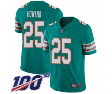 Men's Miami Dolphins #25 Xavien Howard Aqua Green Alternate Vapor Untouchable Limited Player 100th Season Football Jersey