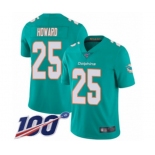 Men's Miami Dolphins #25 Xavien Howard Aqua Green Team Color Vapor Untouchable Limited Player 100th Season Football Jersey