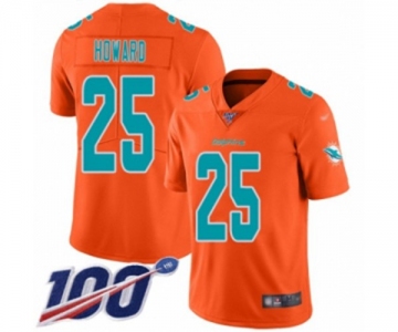 Men's Miami Dolphins #25 Xavien Howard Limited Orange Inverted Legend 100th Season Football Jersey