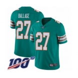 Men's Miami Dolphins #27 Kalen Ballage Aqua Green Alternate Vapor Untouchable Limited Player 100th Season Football Jersey