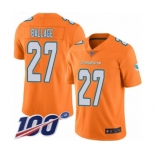 Men's Miami Dolphins #27 Kalen Ballage Limited Orange Rush Vapor Untouchable 100th Season Football Jersey