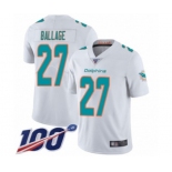 Men's Miami Dolphins #27 Kalen Ballage White Vapor Untouchable Limited Player 100th Season Football Jersey