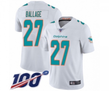 Men's Miami Dolphins #27 Kalen Ballage White Vapor Untouchable Limited Player 100th Season Football Jersey