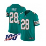 Men's Miami Dolphins #28 Bobby McCain Aqua Green Alternate Vapor Untouchable Limited Player 100th Season Football Jersey