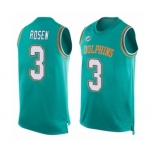 Men's Miami Dolphins #3 Josh Rosen Limited Aqua Green Player Name & Number Tank Top Football Jersey