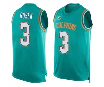 Men's Miami Dolphins #3 Josh Rosen Limited Aqua Green Player Name & Number Tank Top Football Jersey