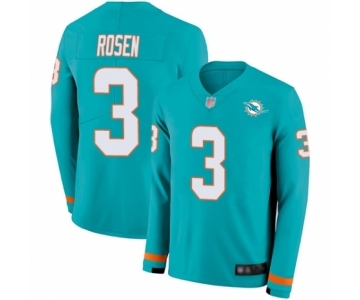 Men's Miami Dolphins #3 Josh Rosen Limited Aqua Therma Long Sleeve Football Jersey