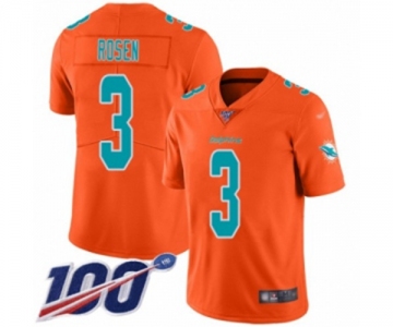 Men's Miami Dolphins #3 Josh Rosen Limited Orange Inverted Legend 100th Season Football Jersey