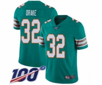 Men's Miami Dolphins #32 Kenyan Drake Aqua Green Alternate Vapor Untouchable Limited Player 100th Season Football Jersey