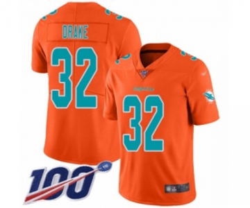 Men's Miami Dolphins #32 Kenyan Drake Limited Orange Inverted Legend 100th Season Football Jersey