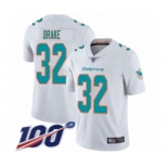 Men's Miami Dolphins #32 Kenyan Drake White Vapor Untouchable Limited Player 100th Season Football Jersey