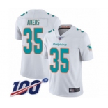 Men's Miami Dolphins #35 Walt Aikens White Vapor Untouchable Limited Player 100th Season Football Jersey