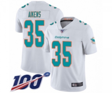 Men's Miami Dolphins #35 Walt Aikens White Vapor Untouchable Limited Player 100th Season Football Jersey