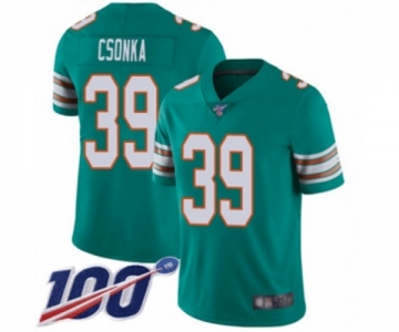 Men's Miami Dolphins #39 Larry Csonka Aqua Green Alternate Vapor Untouchable Limited Player 100th Season Football Jersey