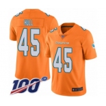 Men's Miami Dolphins #45 Mike Hull Limited Orange Rush Vapor Untouchable 100th Season Football Jersey