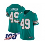 Men's Miami Dolphins #49 Sam Eguavoen Aqua Green Alternate Vapor Untouchable Limited Player 100th Season Football Jersey