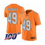 Men's Miami Dolphins #49 Sam Eguavoen Limited Orange Rush Vapor Untouchable 100th Season Football Jersey