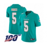 Men's Miami Dolphins #5 Jake Rudock Aqua Green Team Color Vapor Untouchable Limited Player 100th Season Football Jersey