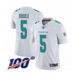 Men's Miami Dolphins #5 Jake Rudock White Vapor Untouchable Limited Player 100th Season Football Jersey