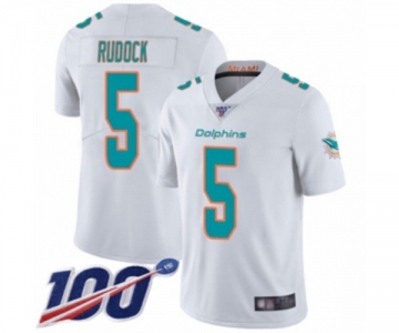 Men's Miami Dolphins #5 Jake Rudock White Vapor Untouchable Limited Player 100th Season Football Jersey