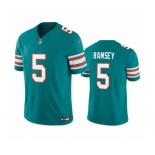 Men's Miami Dolphins #5 Jalen Ramsey Aqua 2023 F.U.S.E Vapor Limited Stitched Football Jersey