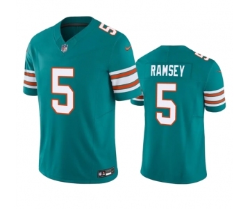 Men's Miami Dolphins #5 Jalen Ramsey Aqua 2023 F.U.S.E Vapor Limited Stitched Football Jersey