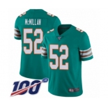 Men's Miami Dolphins #52 Raekwon McMillan Aqua Green Alternate Vapor Untouchable Limited Player 100th Season Football Jersey